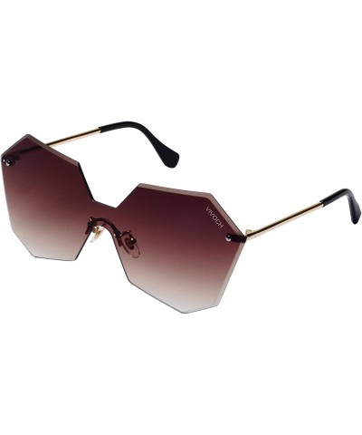 Rimless Fashion Sunglasses for Women or Girls with the Cool and Bright Colors of the Ocean - Coffee - CD182XDQECD $9.09