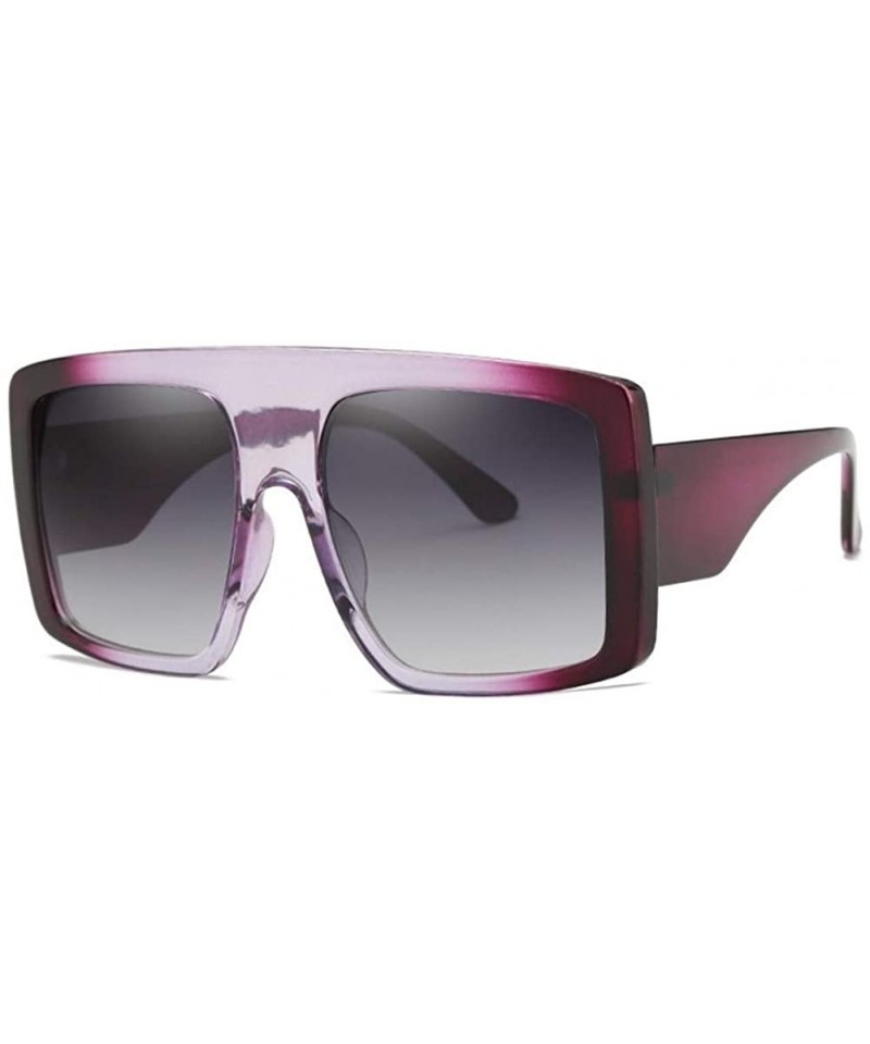 Square Trendy Square Sunglasses for Women Oversized Plastic Frame Sunglasses UV Protection - Purple Grey - CW190L3GSHY $10.29