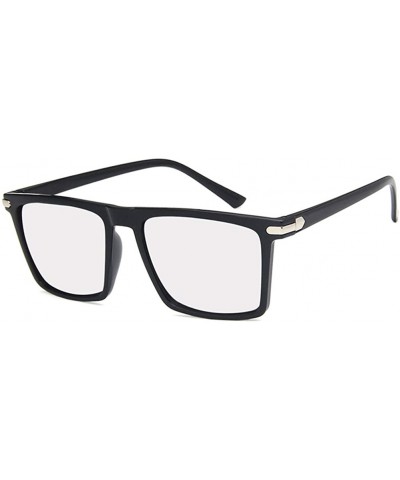 Rectangular Unisex Sunglasses Fashion Bright Black Grey Drive Holiday Rectangle Non-Polarized UV400 - Bright Black White - CV...