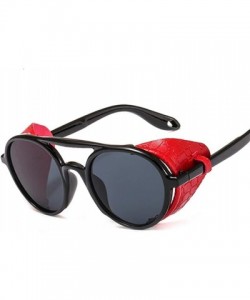 Shield Retro Oval Steampunk Sunglasses Men Women Side Shield Goggles Metal Frame Gothic Mirror Lens Sun Glasses - C81998ACK0C...