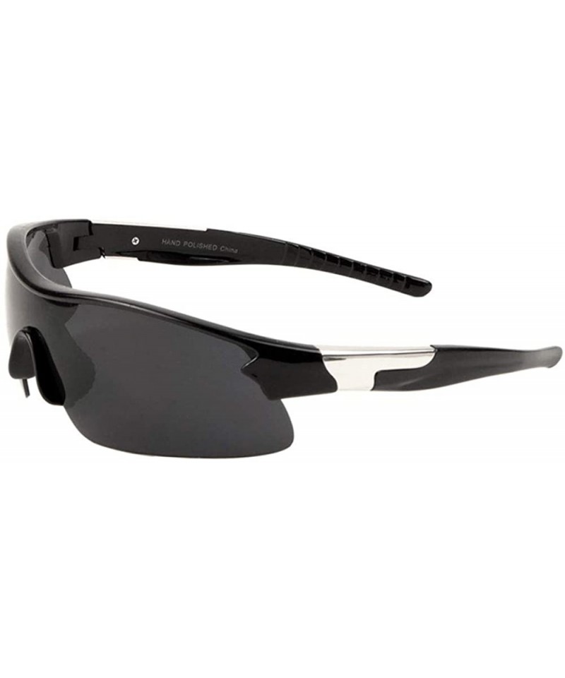 Sport Light Weight Sport One Piece Round Lens Thick Nose Piece Sunglasses - Black 01 - C7197R45667 $10.79