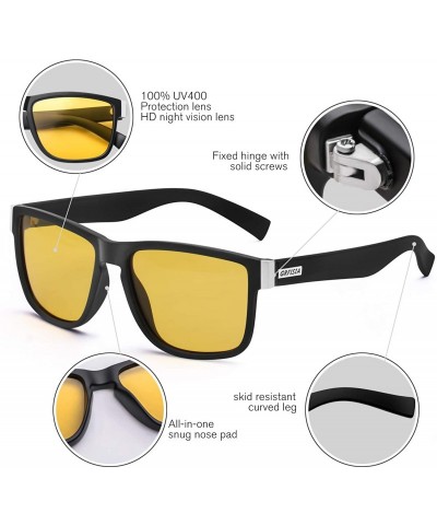 Rectangular Vintage Polarized Sunglasses for Men and Women Driving Sun glasses 100% UV Protection - Night Vision Glasses - CS...