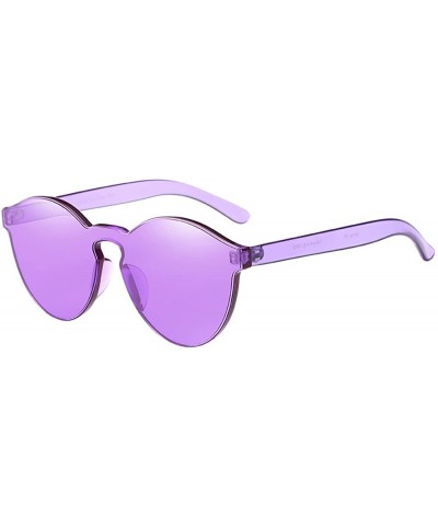 Aviator Women Fashion Cat Eye Shades Sunglasses Integrated UV Candy Colored Glasses - Purple - CU1947W9GCW $16.92
