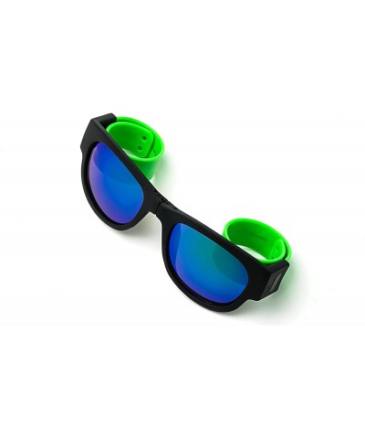 Sport Folding Retro Design for Action Sports Easy to Store Sunglasses Flash/Mirrored Lenses - Green - CJ17XXKNTY4 $23.37