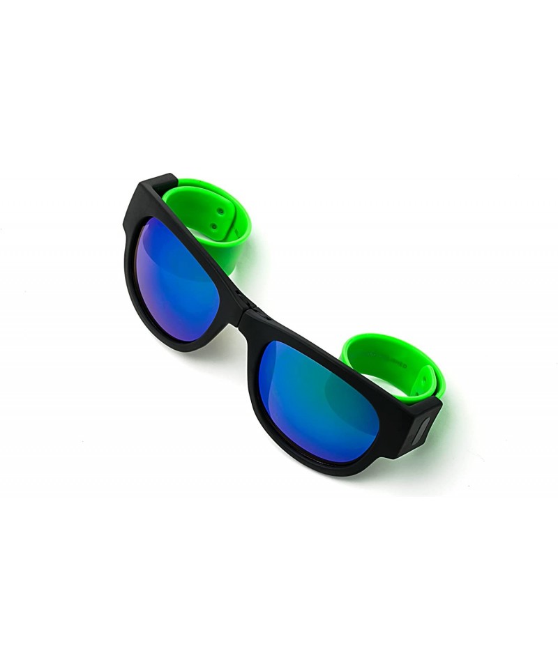 Sport Folding Retro Design for Action Sports Easy to Store Sunglasses Flash/Mirrored Lenses - Green - CJ17XXKNTY4 $22.85