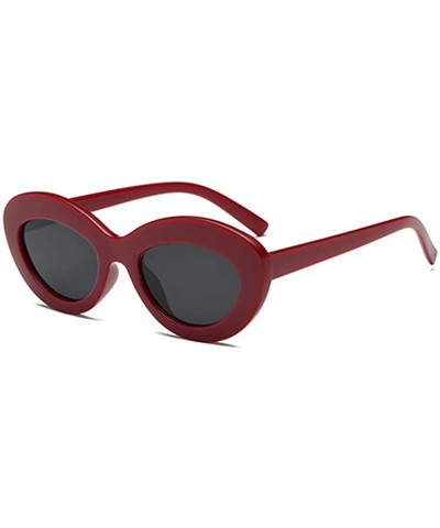 Oval Sunglasses Oval Sunglasses Men and women Fashion Retro Sunglasses - Red Black - CR18LL03U83 $18.72