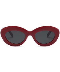 Oval Sunglasses Oval Sunglasses Men and women Fashion Retro Sunglasses - Red Black - CR18LL03U83 $10.48