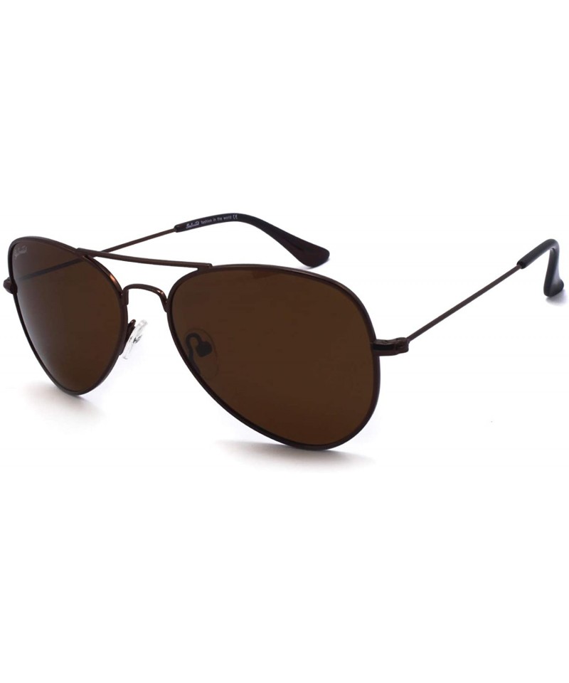 Metal Eyewear Small Face Men Women Teenager UV400 Polarized Sunglasses -  Brown Frame + Tea Brown Lens - C417YG47ER9