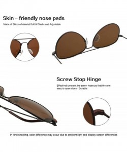 Aviator Metal Eyewear Small Face Men Women Teenager UV400 Polarized Sunglasses - Brown Frame + Tea Brown Lens - C417YG47ER9 $...