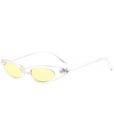 Cat Eye Small Cat Eye Sunglasses Women Brand Designer Retro Cateyes Glasses Black Gray - Clear Yellow - CZ18XHE98UA $10.30