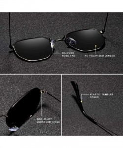 Aviator Genuine hexagon pilot sunglasses men fashion polarized UV400 ultra light - Gun/Gray - CX18XSZ7L7N $20.39