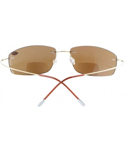 Wrap Titanium Rimless UV400 Polycarbonate Brown Lenses Bifocal Sunshine Readers Bifocal Sunglasses +1.5 - Brown Lens - CY129B...