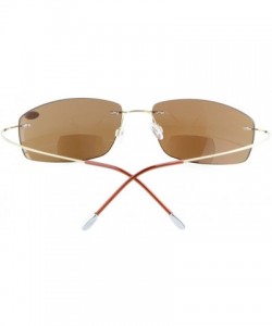 Wrap Titanium Rimless UV400 Polycarbonate Brown Lenses Bifocal Sunshine Readers Bifocal Sunglasses +1.5 - Brown Lens - CY129B...
