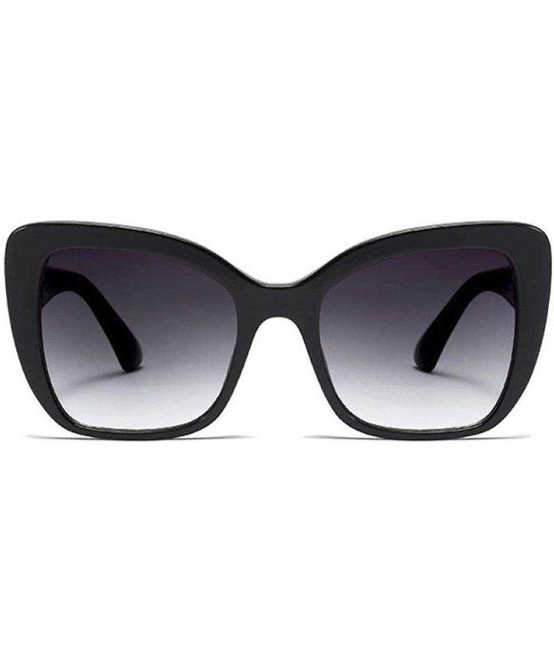 Aviator Big Frame Cat Eye Sunglasses Men Women Fashion Shades UV400 C7 Leopard Tea - C4 Bright Black - CF18YZW2OZL $13.05