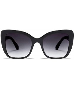 Aviator Big Frame Cat Eye Sunglasses Men Women Fashion Shades UV400 C7 Leopard Tea - C4 Bright Black - CF18YZW2OZL $13.05