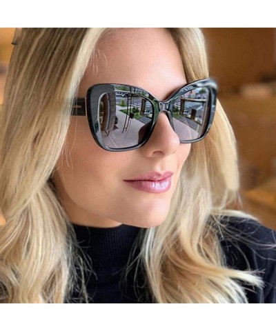Aviator Big Frame Cat Eye Sunglasses Men Women Fashion Shades UV400 C7 Leopard Tea - C4 Bright Black - CF18YZW2OZL $13.05