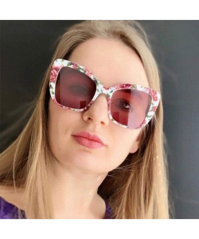 Aviator Big Frame Cat Eye Sunglasses Men Women Fashion Shades UV400 C7 Leopard Tea - C4 Bright Black - CF18YZW2OZL $13.05