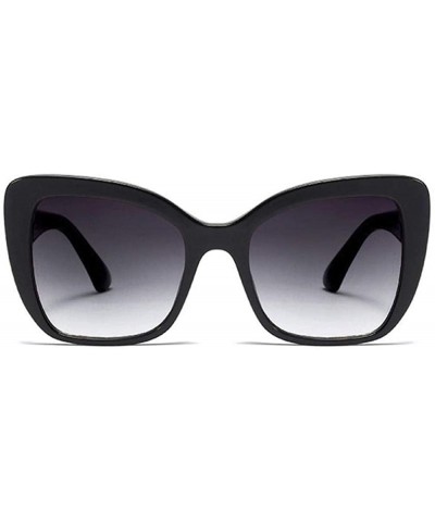 Aviator Big Frame Cat Eye Sunglasses Men Women Fashion Shades UV400 C7 Leopard Tea - C4 Bright Black - CF18YZW2OZL $13.05