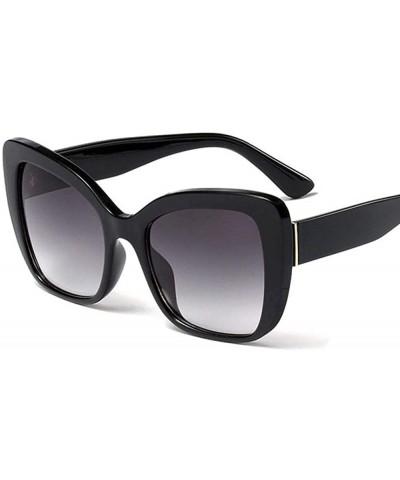 Aviator Big Frame Cat Eye Sunglasses Men Women Fashion Shades UV400 C7 Leopard Tea - C4 Bright Black - CF18YZW2OZL $13.05