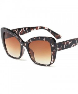 Aviator Big Frame Cat Eye Sunglasses Men Women Fashion Shades UV400 C7 Leopard Tea - C4 Bright Black - CF18YZW2OZL $13.05