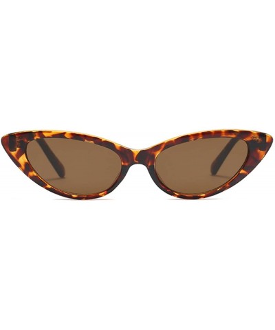 Goggle Cat Eye Small Sunglasses Small Narrow Oval Vintage Retro Mini eyewear - Leopard - CB18DW8GDD2 $8.47