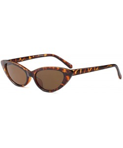 Goggle Cat Eye Small Sunglasses Small Narrow Oval Vintage Retro Mini eyewear - Leopard - CB18DW8GDD2 $8.47