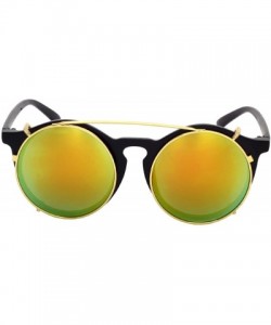 Sport Unisex SJT-9736 Flip-up Detachable Lens Pantos Round Sunglasses - Black+orange - CM12D7WB52L $12.47