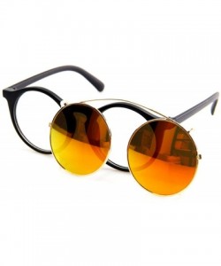 Sport Unisex SJT-9736 Flip-up Detachable Lens Pantos Round Sunglasses - Black+orange - CM12D7WB52L $12.47