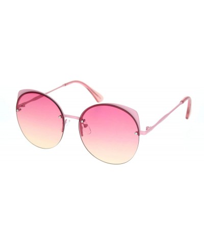 Cat Eye Womens Exposed Edge Round Cat Eye Brown Half Rim Sunglasses - Pink - CL18NRD4LN9 $9.93