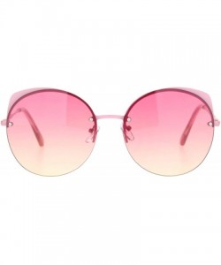 Cat Eye Womens Exposed Edge Round Cat Eye Brown Half Rim Sunglasses - Pink - CL18NRD4LN9 $9.93