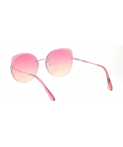 Cat Eye Womens Exposed Edge Round Cat Eye Brown Half Rim Sunglasses - Pink - CL18NRD4LN9 $9.93