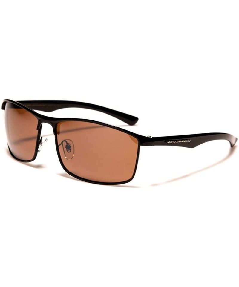 Rectangular Brown Blue Blocker Lens Stylish Modern Rectangle Driving Sunglasses - Black - C51970498CR $14.15