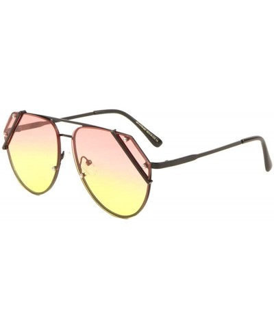 Aviator Oceanic Color Metal Side Lens Protective Rim Aviator Sunglasses - Pink Yellow - CZ198E9Y3S9 $12.50