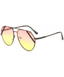 Aviator Oceanic Color Metal Side Lens Protective Rim Aviator Sunglasses - Pink Yellow - CZ198E9Y3S9 $31.25