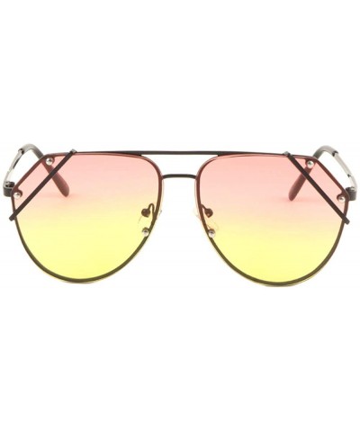 Aviator Oceanic Color Metal Side Lens Protective Rim Aviator Sunglasses - Pink Yellow - CZ198E9Y3S9 $31.25