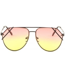 Aviator Oceanic Color Metal Side Lens Protective Rim Aviator Sunglasses - Pink Yellow - CZ198E9Y3S9 $26.04