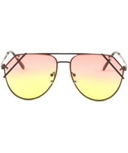 Aviator Oceanic Color Metal Side Lens Protective Rim Aviator Sunglasses - Pink Yellow - CZ198E9Y3S9 $31.25