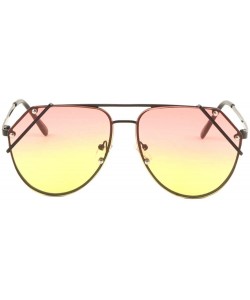 Aviator Oceanic Color Metal Side Lens Protective Rim Aviator Sunglasses - Pink Yellow - CZ198E9Y3S9 $12.50