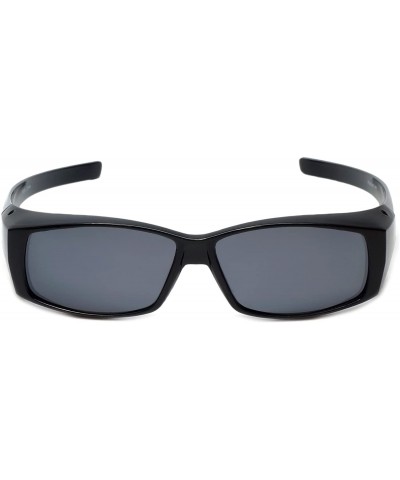 Sport Comfortable Polarized Fitover Sunglasses Wear-Over your Readers (7666PL) - Gloss Black - C212O8FXL04 $8.71