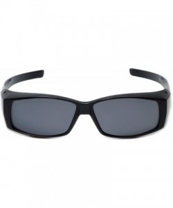 Sport Comfortable Polarized Fitover Sunglasses Wear-Over your Readers (7666PL) - Gloss Black - C212O8FXL04 $8.71