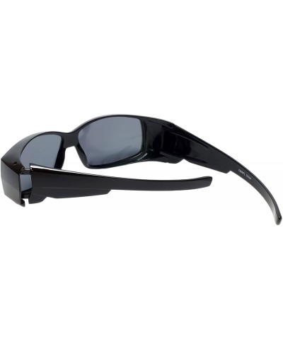 Sport Comfortable Polarized Fitover Sunglasses Wear-Over your Readers (7666PL) - Gloss Black - C212O8FXL04 $8.71