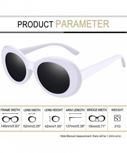 Round Polarized Sunglasses for Women Men - Retro Clout Sun Glasses with Oval Thick Frame - White Black - CW189UMA7TS $12.58
