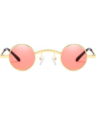 Round Unisex Sunglasses Retro Gold Grey Drive Holiday Round Non-Polarized UV400 - Gold Pink - CA18R96DXZ9 $10.07