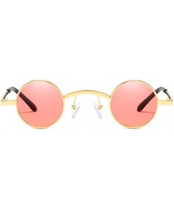 Round Unisex Sunglasses Retro Gold Grey Drive Holiday Round Non-Polarized UV400 - Gold Pink - CA18R96DXZ9 $10.07