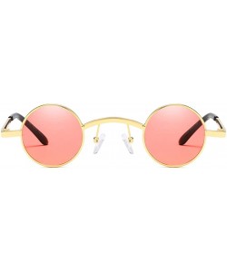 Round Unisex Sunglasses Retro Gold Grey Drive Holiday Round Non-Polarized UV400 - Gold Pink - CA18R96DXZ9 $10.07