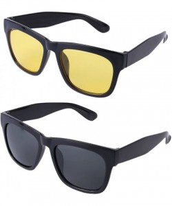 Rectangular Unisex Cycling Sunglasses Goggles Outdoor Sports Fishing Night Vision - Yellow - CN18K2O27QR $7.76