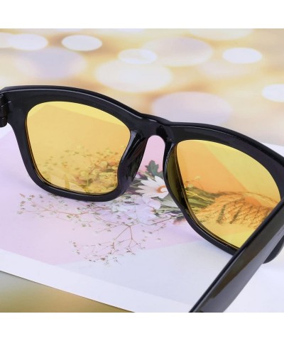 Rectangular Unisex Cycling Sunglasses Goggles Outdoor Sports Fishing Night Vision - Yellow - CN18K2O27QR $7.76