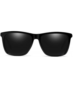 Square Polarized Sunglasses for Men Women-Classic Style- Aluminum Frame UV Protection 8078 - Black - CY198QURRNX $8.34