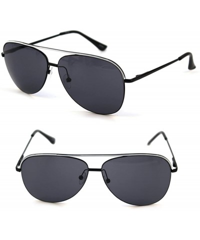 Aviator Top Line Metal Aviator Sunglasses P4102 - Black - C817YT46WCD $7.77