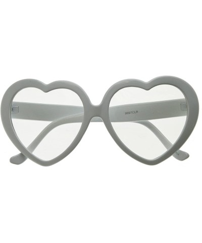 Oversized Womens Oversized Heart Shaped Clear Lens Sunglasses (White) - CN11J49XOFD $12.32